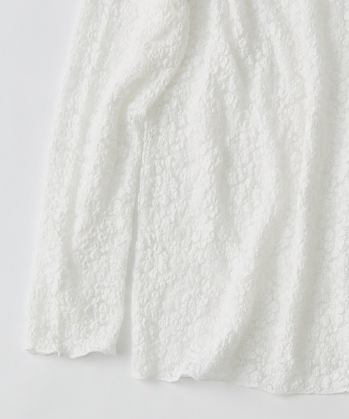 PUAL CE CIN(ピュアルセシン)の「フラワージャガードストレッチレースプチハイネックプルオーバー(Tシャツ/カットソー・レディース・ブラック/オフホワイト・FREE)」の6枚目の写真