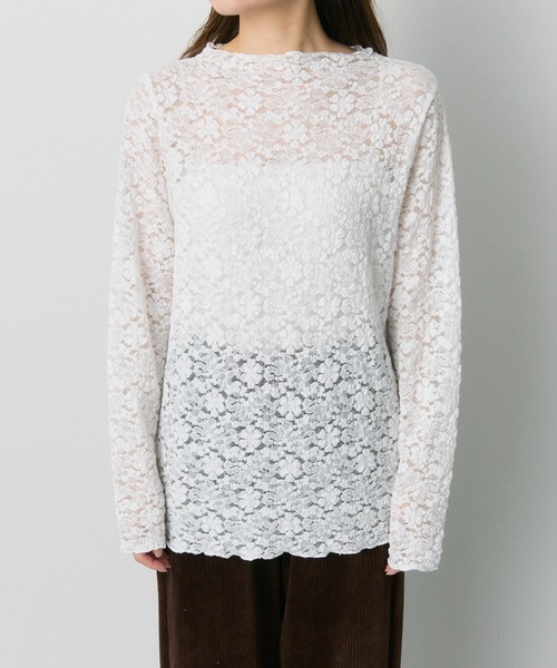 PUAL CE CIN(ピュアルセシン)の「フラワージャガードストレッチレースプチハイネックプルオーバー(Tシャツ/カットソー・レディース・ブラック/オフホワイト・FREE)」の14枚目の写真