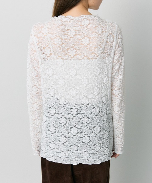PUAL CE CIN(ピュアルセシン)の「フラワージャガードストレッチレースプチハイネックプルオーバー(Tシャツ/カットソー・レディース・ブラック/オフホワイト・FREE)」の12枚目の写真