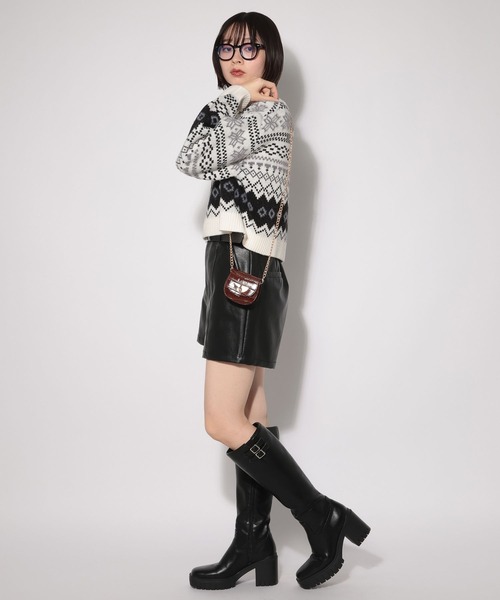 PAGEBOY(ページボーイ)の「ノルディックショートプルオーバー(ニット/セーター・レディース・オフホワイト/ブラック/ブラウン・FREE)」の5枚目の写真
