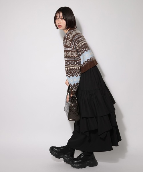 PAGEBOY(ページボーイ)の「ノルディックショートプルオーバー(ニット/セーター・レディース・オフホワイト/ブラック/ブラウン・FREE)」の17枚目の写真