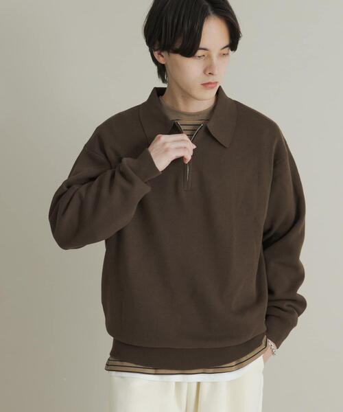 SENSE OF PLACE by URBAN RESEARCH（センスオブプレイスバイアーバンリサーチ）の「『ユニセックス』スウェットライクハーフジップニット（ニット/セーター・メンズ・ブルー/ライトグレー/ブラウン/グリーン・LARGE/MEDIUM）」の3枚目の写真