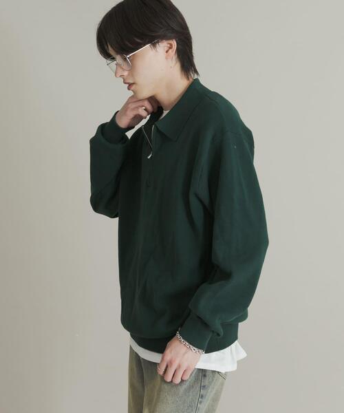 SENSE OF PLACE by URBAN RESEARCH（センスオブプレイスバイアーバンリサーチ）の「『ユニセックス』スウェットライクハーフジップニット（ニット/セーター・メンズ・ブルー/ライトグレー/ブラウン/グリーン・LARGE/MEDIUM）」の21枚目の写真