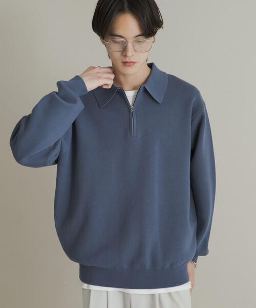 SENSE OF PLACE by URBAN RESEARCH（センスオブプレイスバイアーバンリサーチ）の「『ユニセックス』スウェットライクハーフジップニット（ニット/セーター・メンズ・ブルー/ライトグレー/ブラウン/グリーン・LARGE/MEDIUM）」の15枚目の写真