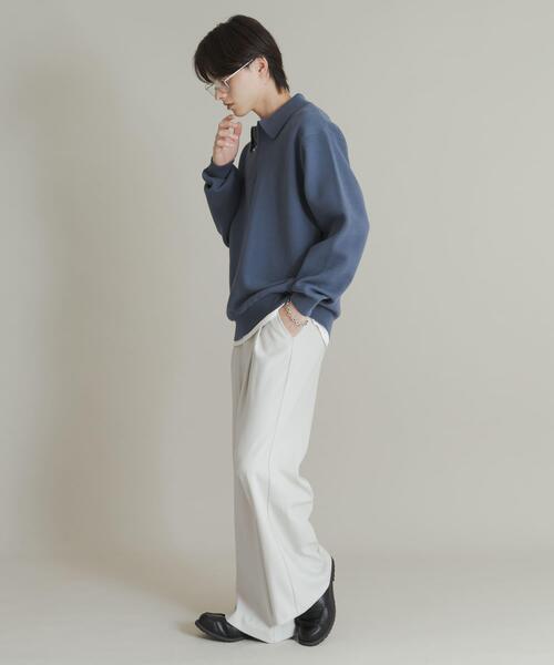 SENSE OF PLACE by URBAN RESEARCH（センスオブプレイスバイアーバンリサーチ）の「『ユニセックス』スウェットライクハーフジップニット（ニット/セーター・メンズ・ブルー/ライトグレー/ブラウン/グリーン・LARGE/MEDIUM）」の9枚目の写真