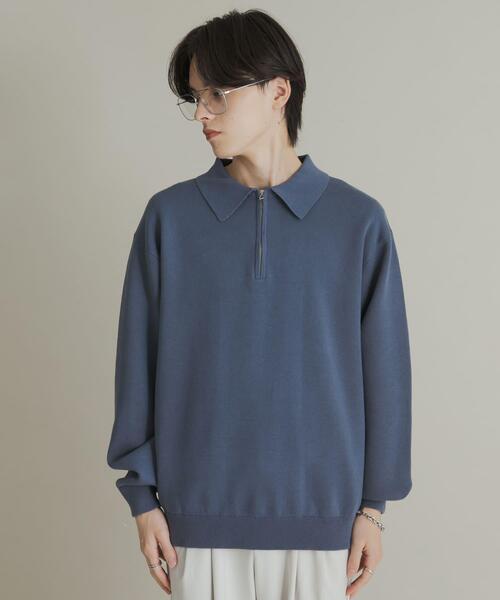 SENSE OF PLACE by URBAN RESEARCH（センスオブプレイスバイアーバンリサーチ）の「『ユニセックス』スウェットライクハーフジップニット（ニット/セーター・メンズ・ブルー/ライトグレー/ブラウン/グリーン・LARGE/MEDIUM）」の10枚目の写真