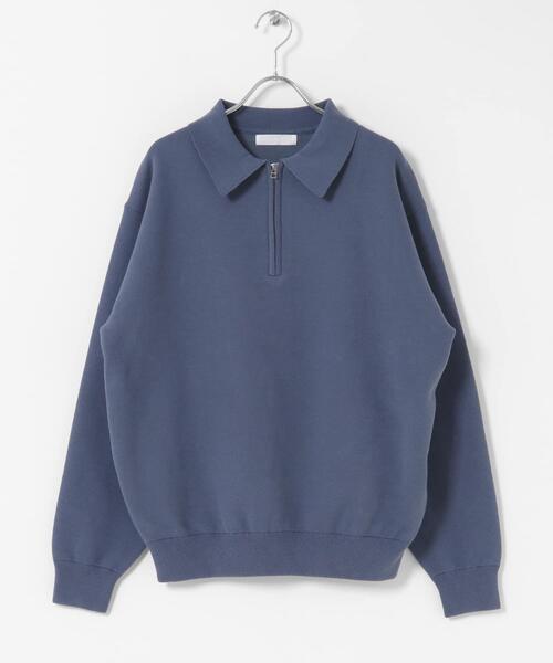 セール】『ユニセックス』スウェットライクハーフジップニット（ニット