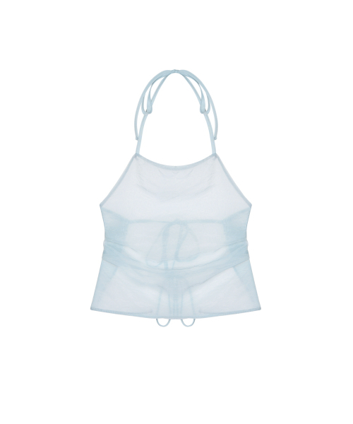NICK&NICOLE(ニックアンドニコール)の「SILKY HALTER SLEEVELESS_SKY BLUE(Tシャツ/カットソー・レディース・その他・FREE)」の4枚目の写真
