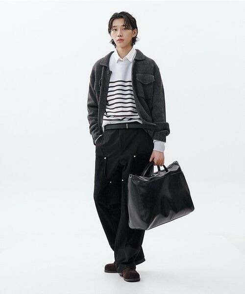 MUSINSA STANDARD（ムシンサスタンダード）の「クリンクルシンセティックレザー ホライゾンビッグトートバッグ [ブラック]（ボストンバッグ・レディース・その他・FREE）」の17枚目の写真