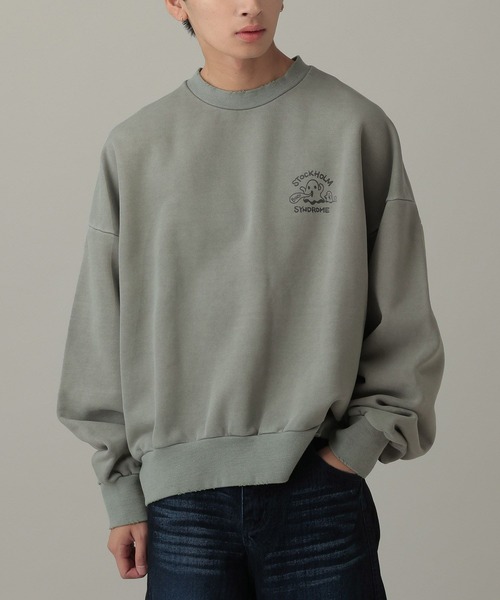 STOCKHOLM SYNDROME（ストックホルムシンドローム）の「STOCKHOLM SYNDROME／ゴーストピグメントプルオーバー（スウェット・メンズ・チャコール/アイボリー/グレー・FREE）」の2枚目の写真