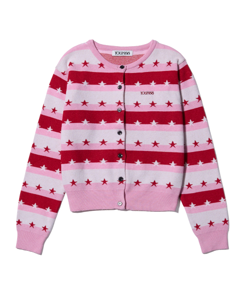 YOUHEE（ユヒ）の「STAR STRIPE CARDIGAN PINK（ニット/セーター・レディース・その他・FREE）」の2枚目の写真