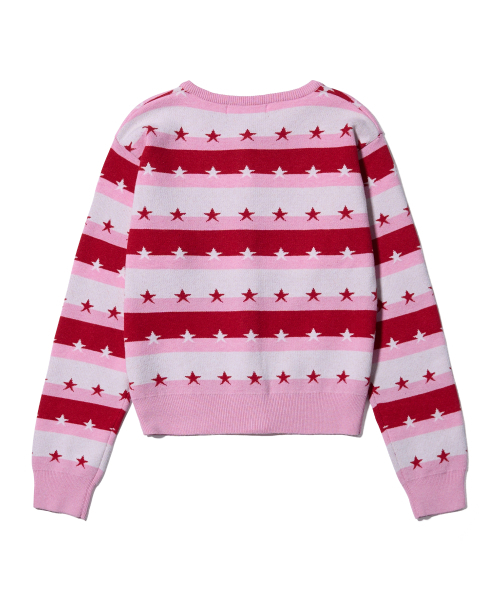 YOUHEE（ユヒ）の「STAR STRIPE CARDIGAN PINK（ニット/セーター・レディース・その他・FREE）」の3枚目の写真