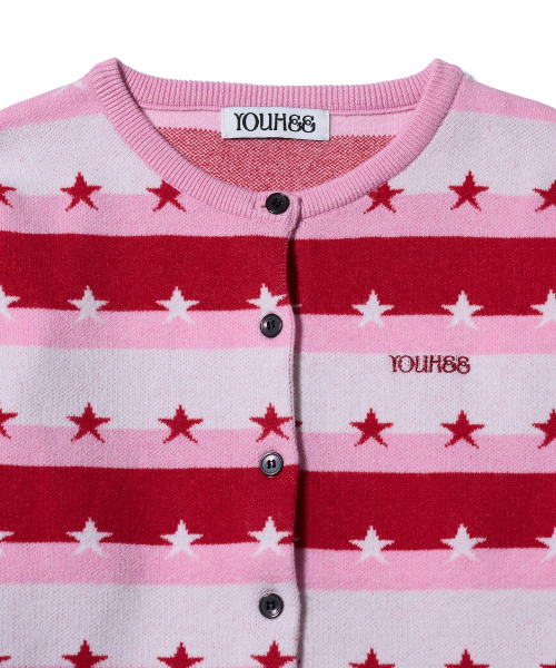 YOUHEE（ユヒ）の「STAR STRIPE CARDIGAN PINK（ニット/セーター・レディース・その他・FREE）」の4枚目の写真