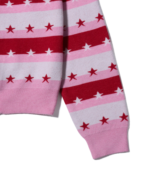 YOUHEE（ユヒ）の「STAR STRIPE CARDIGAN PINK（ニット/セーター・レディース・その他・FREE）」の5枚目の写真