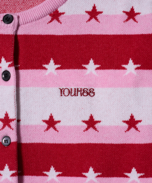 YOUHEE（ユヒ）の「STAR STRIPE CARDIGAN PINK（ニット/セーター・レディース・その他・FREE）」の6枚目の写真