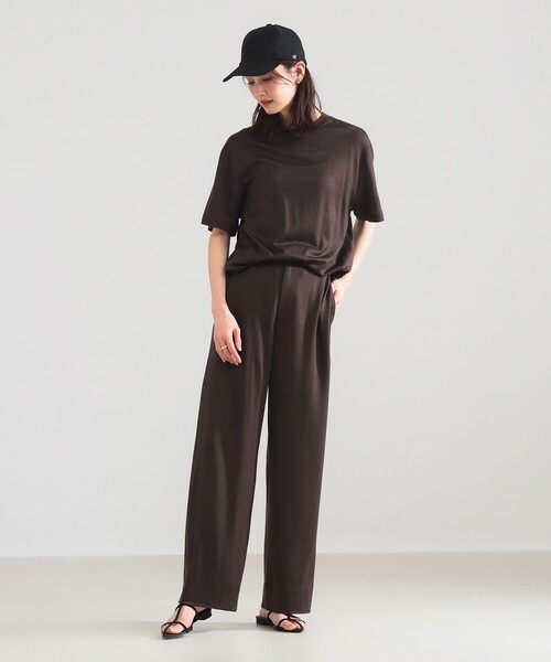 WRAPINKNOT（ラッピンノット）の「WRAPINKNOT / メリノウール フィット Tシャツ（Tシャツ/カットソー・レディース・ブラウン/ブラック・ONE SIZE）」の8枚目の写真