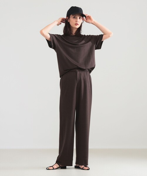 WRAPINKNOT（ラッピンノット）の「WRAPINKNOT / メリノウール フィット Tシャツ（Tシャツ/カットソー・レディース・ブラウン/ブラック・ONE SIZE）」の9枚目の写真