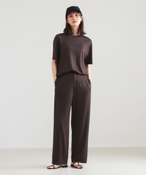 WRAPINKNOT（ラッピンノット）の「WRAPINKNOT / メリノウール フィット Tシャツ（Tシャツ/カットソー・レディース・ブラウン/ブラック・ONE SIZE）」の10枚目の写真