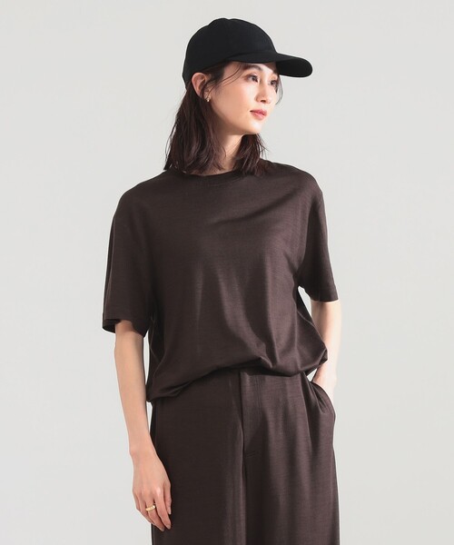 WRAPINKNOT（ラッピンノット）の「WRAPINKNOT / メリノウール フィット Tシャツ（Tシャツ/カットソー・レディース・ブラウン/ブラック・ONE SIZE）」の13枚目の写真