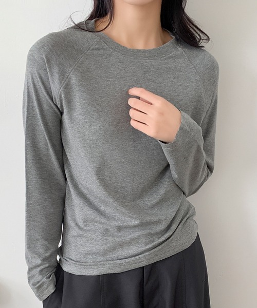 LOWO(ロワ)の「カシミヤ混コットンロンT|しっとり柔らか・ストレスフリーの大人Tシャツ カットソー 長袖 きれいめ レディース インナー(Tシャツ/カットソー・レディース・ブラック/グレー/ホワイト・M/L)」の10枚目の写真