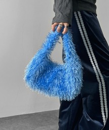 jiasecond.（ジアセカンド）の「【jiasecond.】シャギーハンドバッグ / バッグ 鞄 BAG シャギー ふわふわ フェザーニット ハンドバッグ ブラック ブルー ライトパープル ライトグリーン 薄紫 黄緑 ZOZOTOWN限定（ハンドバッグ）」