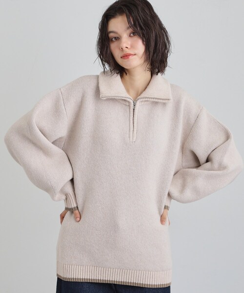 THE SHOP TK (ザ ショップ ティーケー )の「【洗える】ほど良くラフで女性らしい ハーフZIPニット(ニット/セーター・レディース・ブルー/チャコールグレー/ライトベージュ・13/12)」の3枚目の写真