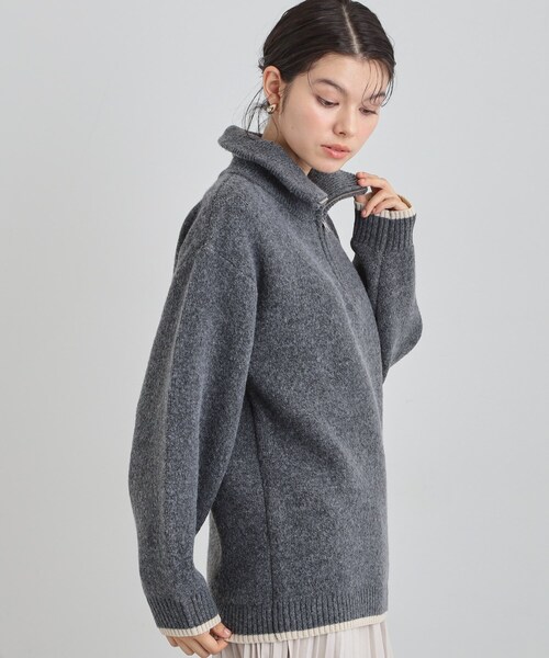 THE SHOP TK (ザ ショップ ティーケー )の「【洗える】ほど良くラフで女性らしい ハーフZIPニット(ニット/セーター・レディース・ブルー/チャコールグレー/ライトベージュ・13/12)」の5枚目の写真