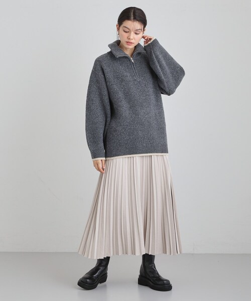 THE SHOP TK (ザ ショップ ティーケー )の「【洗える】ほど良くラフで女性らしい ハーフZIPニット(ニット/セーター・レディース・ブルー/チャコールグレー/ライトベージュ・13/12)」の6枚目の写真