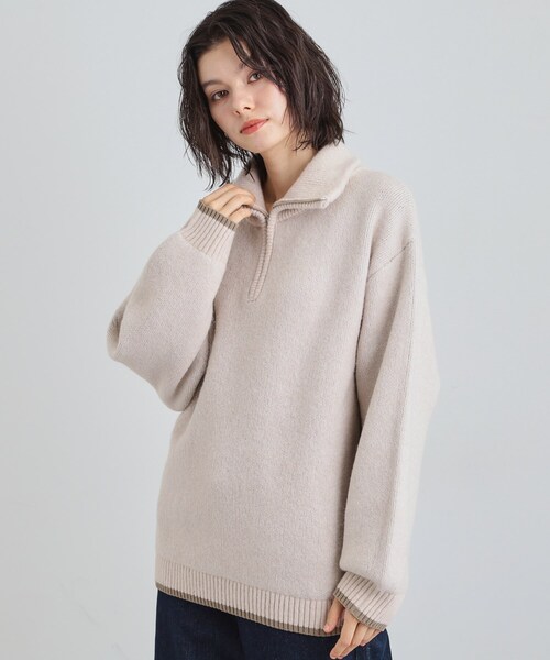 THE SHOP TK (ザ ショップ ティーケー )の「【洗える】ほど良くラフで女性らしい ハーフZIPニット(ニット/セーター・レディース・ブルー/チャコールグレー/ライトベージュ・13/12)」の8枚目の写真