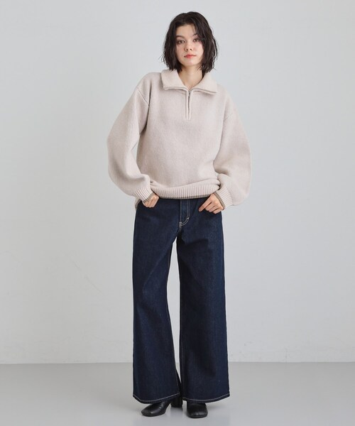 THE SHOP TK (ザ ショップ ティーケー )の「【洗える】ほど良くラフで女性らしい ハーフZIPニット(ニット/セーター・レディース・ブルー/チャコールグレー/ライトベージュ・13/12)」の10枚目の写真