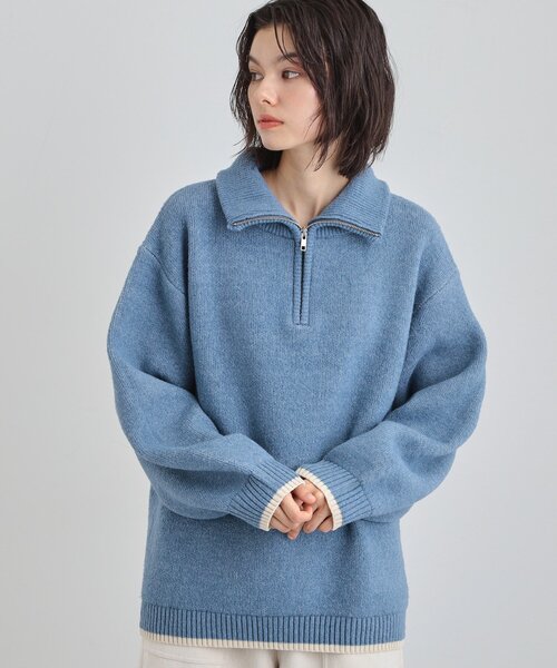 THE SHOP TK (ザ ショップ ティーケー )の「【洗える】ほど良くラフで女性らしい ハーフZIPニット(ニット/セーター・レディース・ブルー/チャコールグレー/ライトベージュ・13/12)」の12枚目の写真