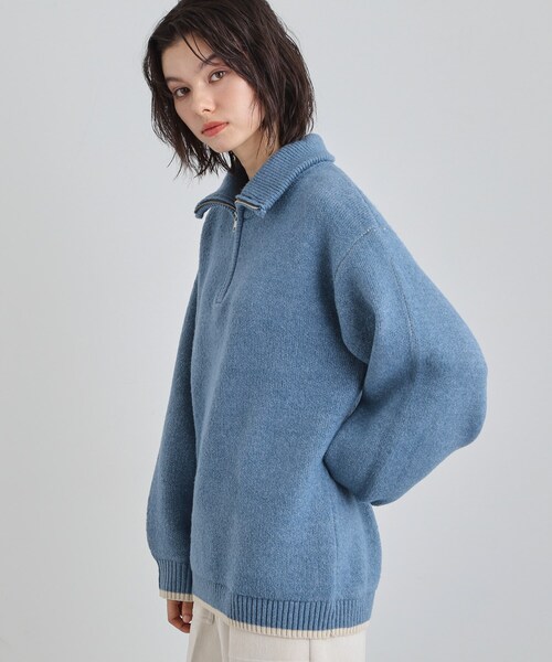 THE SHOP TK (ザ ショップ ティーケー )の「【洗える】ほど良くラフで女性らしい ハーフZIPニット(ニット/セーター・レディース・ブルー/チャコールグレー/ライトベージュ・13/12)」の13枚目の写真