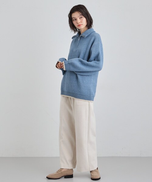 THE SHOP TK (ザ ショップ ティーケー )の「【洗える】ほど良くラフで女性らしい ハーフZIPニット(ニット/セーター・レディース・ブルー/チャコールグレー/ライトベージュ・13/12)」の14枚目の写真
