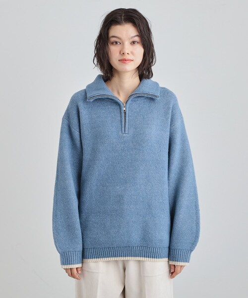 THE SHOP TK (ザ ショップ ティーケー )の「【洗える】ほど良くラフで女性らしい ハーフZIPニット(ニット/セーター・レディース・ブルー/チャコールグレー/ライトベージュ・13/12)」の16枚目の写真