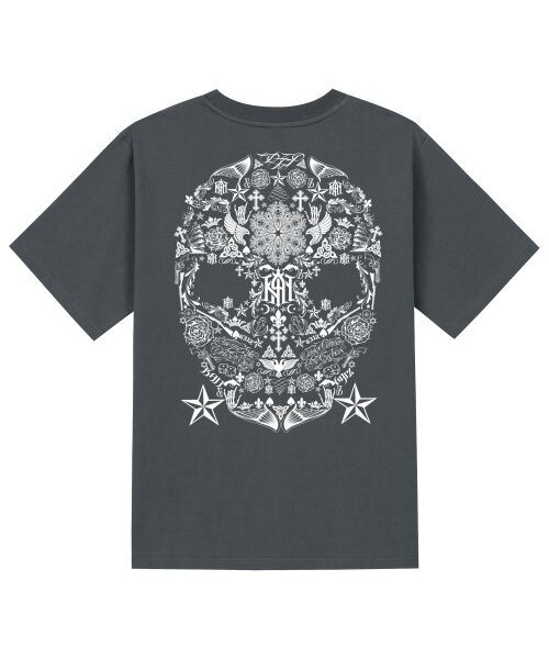 KAN6312(カン6312)の「KTG0094 スカルアート半袖Tシャツ - グレー(Tシャツ/カットソー・メンズ・その他・LARGE/MEDIUM/SMALL/X-LARGE)」の1枚目の写真