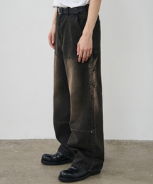 [Oh Jeong-gyu X Alice] Paneled Carpenter Wide Pants [Vintage Black]