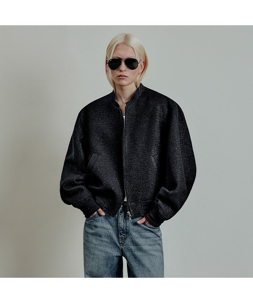 LMOOD(エルムード)の「プレスティジツイードボンバージャケットブラック(その他アウター・メンズ・その他・44/46/48)」の1枚目の写真