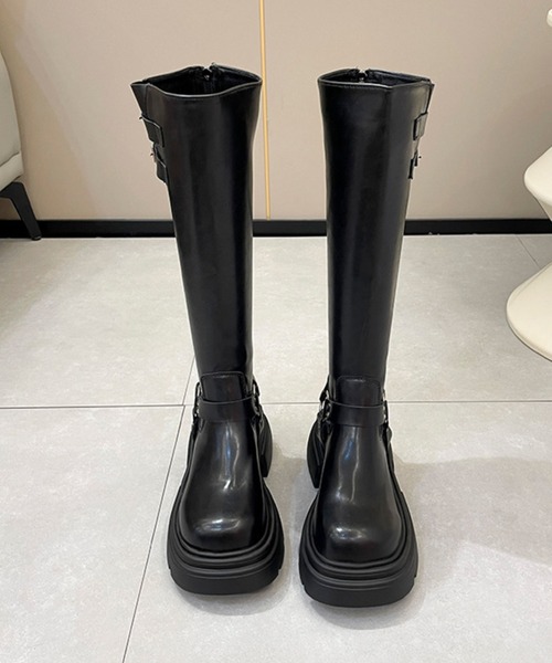 HALEY PESCA(ヘーリーペスカ)の「HALEY PESCA/ベルテッド厚底ロングブーツ(ブーツ・レディース・ブラック/ブラウン・38/36/40)」の6枚目の写真