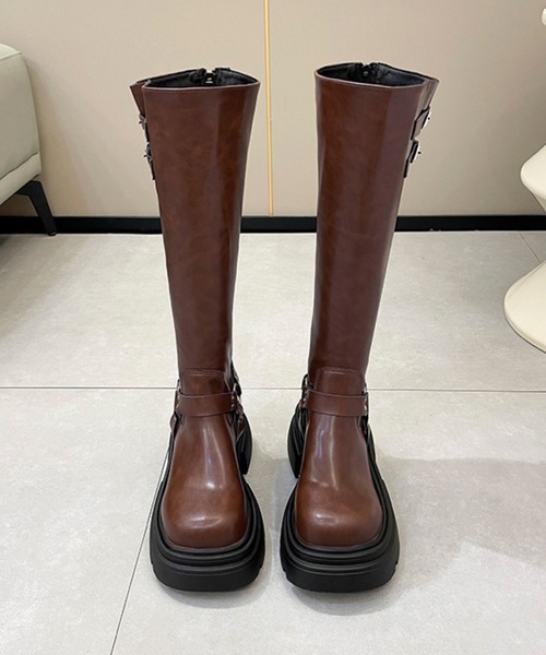 HALEY PESCA(ヘーリーペスカ)の「HALEY PESCA/ベルテッド厚底ロングブーツ(ブーツ・レディース・ブラック/ブラウン・38/36/40)」の16枚目の写真