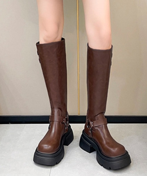 HALEY PESCA(ヘーリーペスカ)の「HALEY PESCA/ベルテッド厚底ロングブーツ(ブーツ・レディース・ブラック/ブラウン・38/36/40)」の20枚目の写真