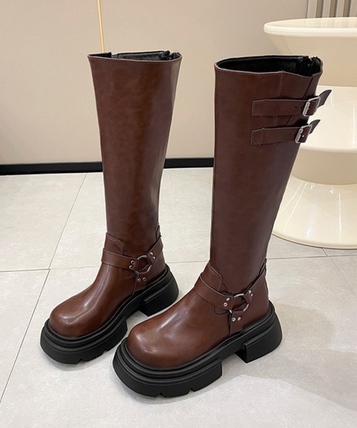 HALEY PESCA(ヘーリーペスカ)の「HALEY PESCA/ベルテッド厚底ロングブーツ(ブーツ・レディース・ブラック/ブラウン・38/36/40)」の21枚目の写真