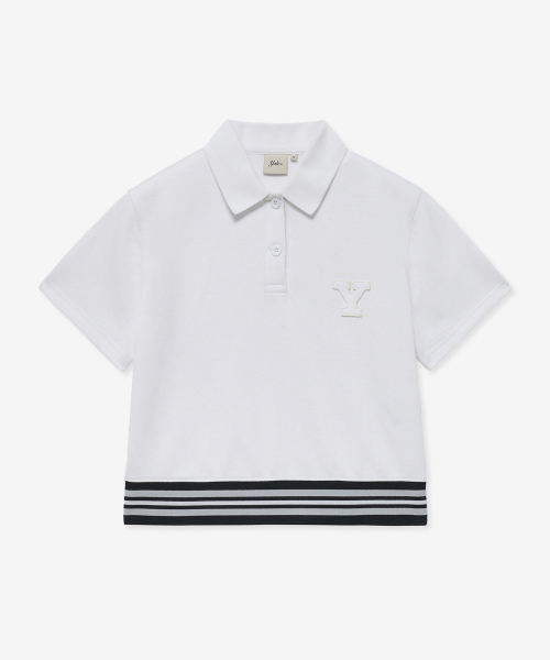 Womans crop banding polish T‑shirt — белая
