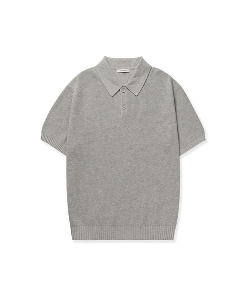 MANNERGRAM(マナーグラム)の「テクスチャードコットン100ポロ半袖ニット - 4カラー(Tシャツ/カットソー・メンズ・ライトグレー/ブラック/ネイビー系/クリーム・LARGE/MEDIUM/X-LARGE/XX-LARGE)」の1枚目の写真