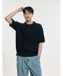 CLEVER FIELD（クレバーフィールド）の「Urban Cotton Cable Collar Knit_Black（ニット/セーター・メンズ）」