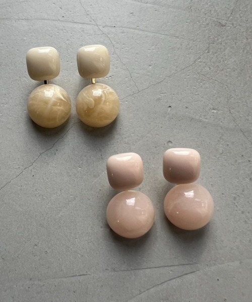 Trish（トリッシュ）の「サークルレジンピアス（ピアス（両耳用）・レディース・アイボリー/ピンク・FREE）」の2枚目の写真