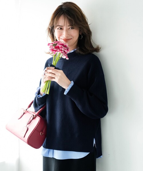 ANY SIS(エニィスィス)の「ラインポイント ニット(ニット/セーター・レディース・ベージュ系/ライトイエロー系/スカイブルー系/ホワイト系/ネイビー系/オレンジ系・X-LARGE)」の4枚目の写真