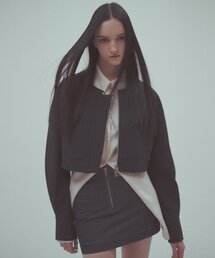 RACLEUR（ラクレール）の「ノンカラー クロップウールジャケット[NAVY]（その他アウター）」
