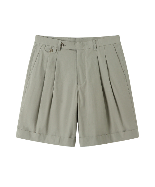 SOLEW(ソル)の「コットンツーピンタックショートパンツ_オリーブグリーン(その他パンツ・メンズ・その他・SMALL/MEDIUM/LARGE/X-LARGE)」の1枚目の写真