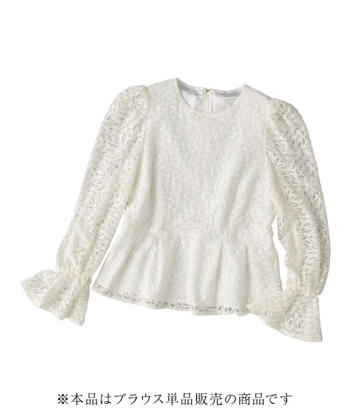 Callarus（カラルス）の「＜単品＞総レースペプラムデザインブラウス〔Callarus〕（シャツ/ブラウス・レディース・ホワイト/ブラック・S/M/L/LL/3L）」の13枚目の写真