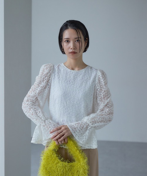 Callarus（カラルス）の「＜単品＞総レースペプラムデザインブラウス〔Callarus〕（シャツ/ブラウス・レディース・ホワイト/ブラック・S/M/L/LL/3L）」の3枚目の写真